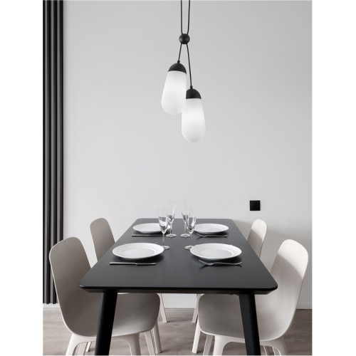 Lustra Nova Luce Blaky, negru, sticla, 2XE14, D.25.2 cm, 9092825