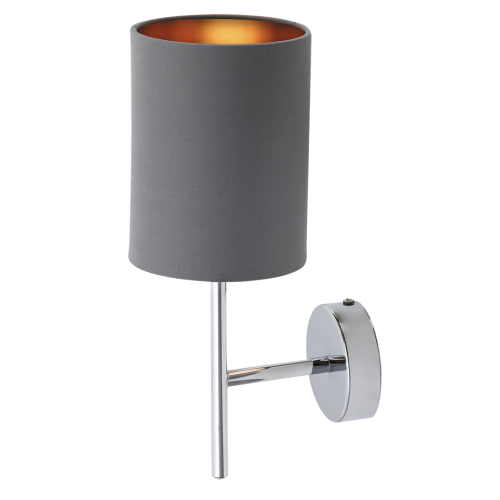 LAMPA DE PERETE METAL ALB SI ABAJUR DIN MATERIAL TEXTIL MONICA 2540 RABALUX