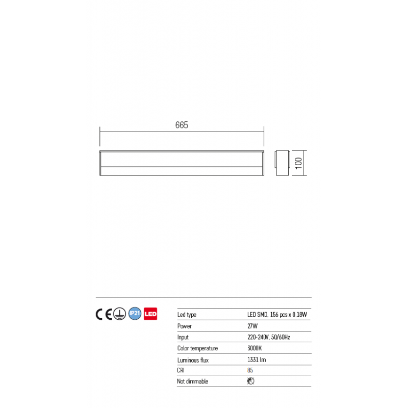 Aplica Maax pentru interior LED alb mat acril satinat 01-942 Redo