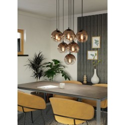 Lustră Ariscani 901926, 10xE27, sticlă cupru și metal negru, D64,5 cm