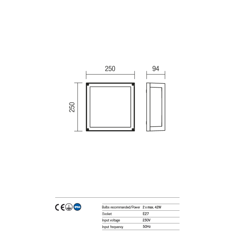 Aplica/plafoniera pentru exterior Brick Glass aluminiu gri inchis 9892 Redo