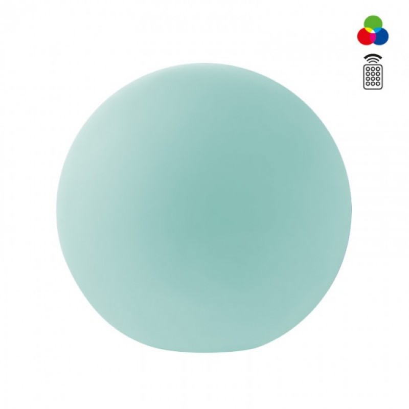 Corp decorativ exterior Baloo forma sferica din polietilena alba rezistenta la raze UV echipat cu LED-uri colorate SMD și sistem RGB 9969 Redo