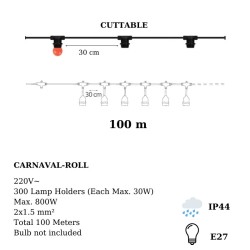 Cablu ghirlanda luminoasa pentru exterior lungime 100 m Carnaval-2 Horoz