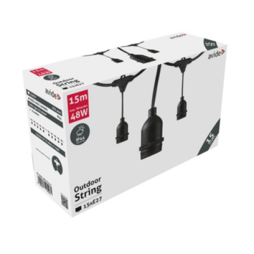 Ghirlanda de exterior neagra Avide 15 m E27 48 W