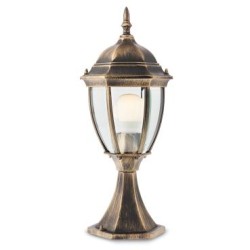 Stalp ornamental pentru iluminat exterior Sevilla 9606, 1 x E27, H 50 cm, negru antic cu patina aur, Smarter
