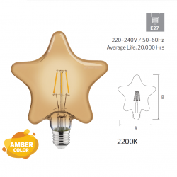 Bec LED Rustic Stea 6W E27 2200K Horoz