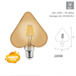 Bec LED Rustic Inima 6W E27 2200K Horoz