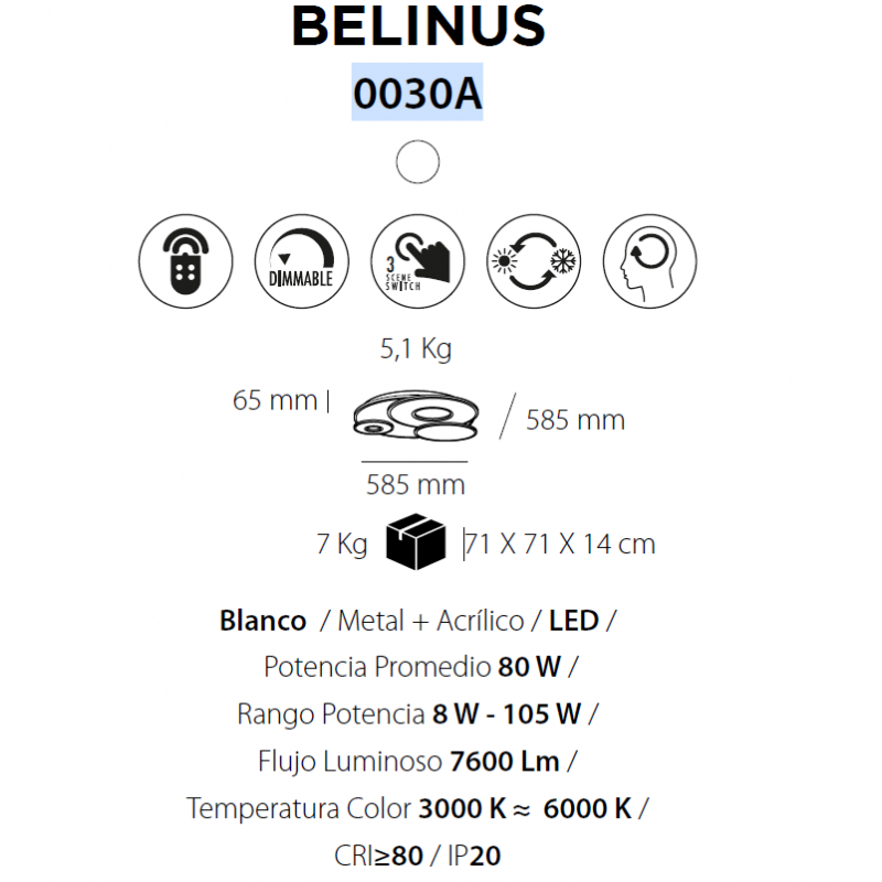 Lustra LED cu telecomanda Belinus Kelektron 0030A