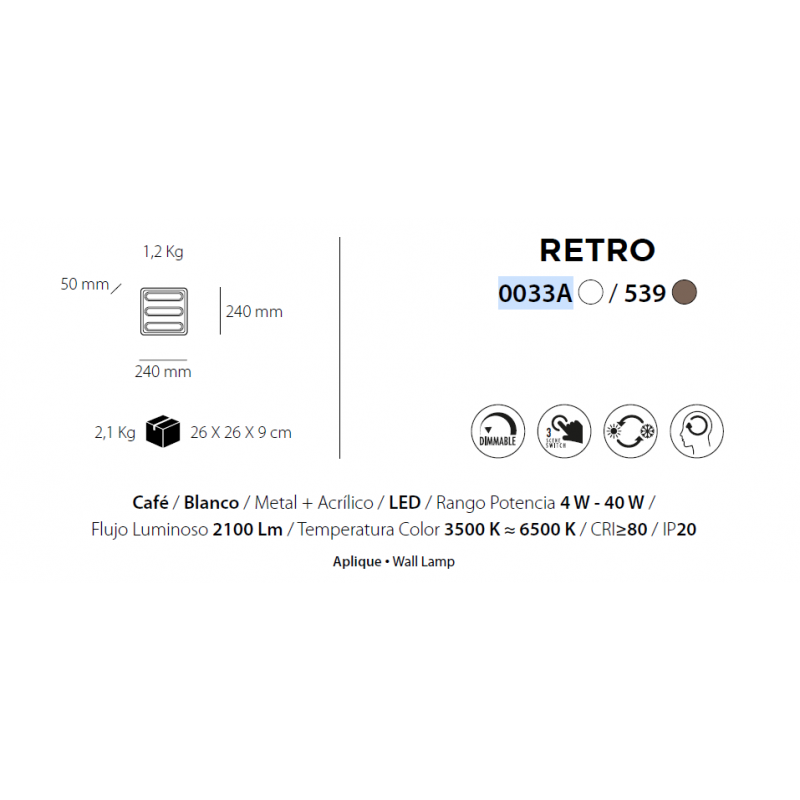Lustra/ Aplica LED Retro 35W alb dimabila Kelektron 0033A
