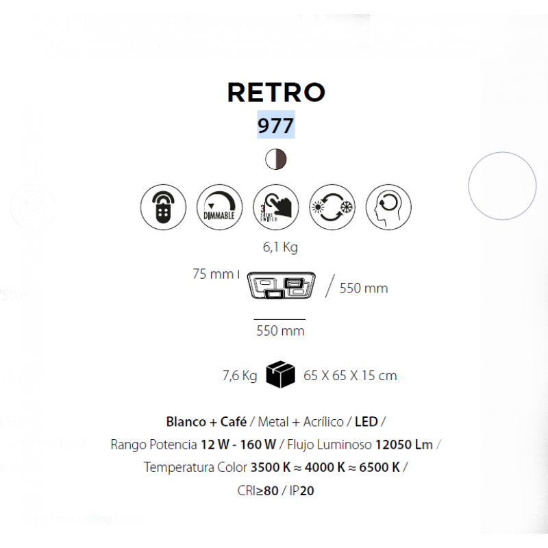 Lustra LED cu telecomanda Retro alba-cafenie 120W Kelektron