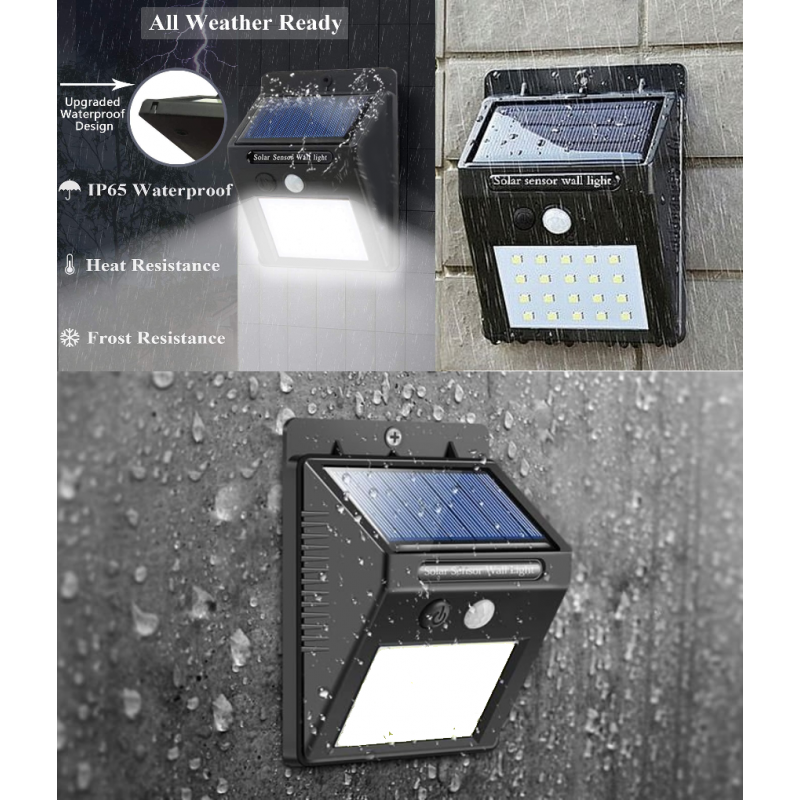 Lampa solara LED 20xSMD 3W 6500K 60 lm IP65 cu senzor de amurg incorporat
