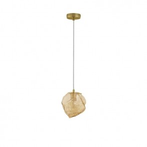 Pendul modern auriu cu abajur din sticla chilimbar 1XE14 Odelle Nova Luce