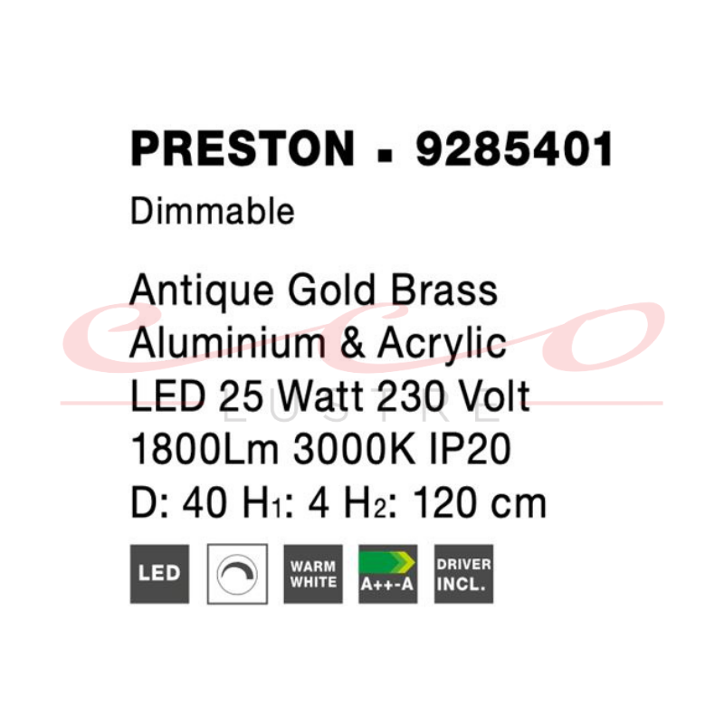 Lustra LED Aurie Cristale Preston 9285401 Novaluce