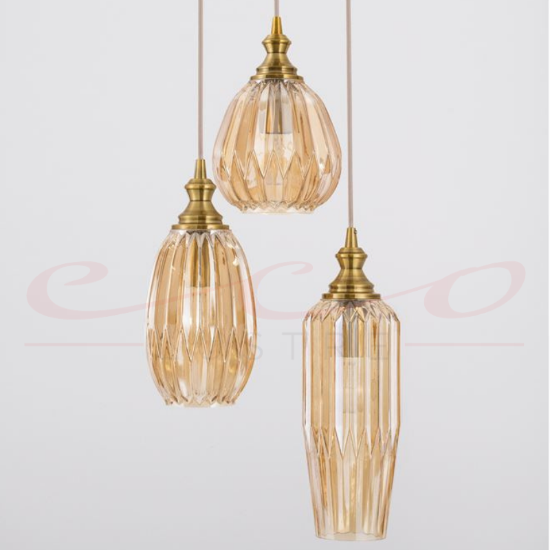 Lustra Vintage din Sticla ZARLEY Champagne 3xE27 9066032 Nova Luce