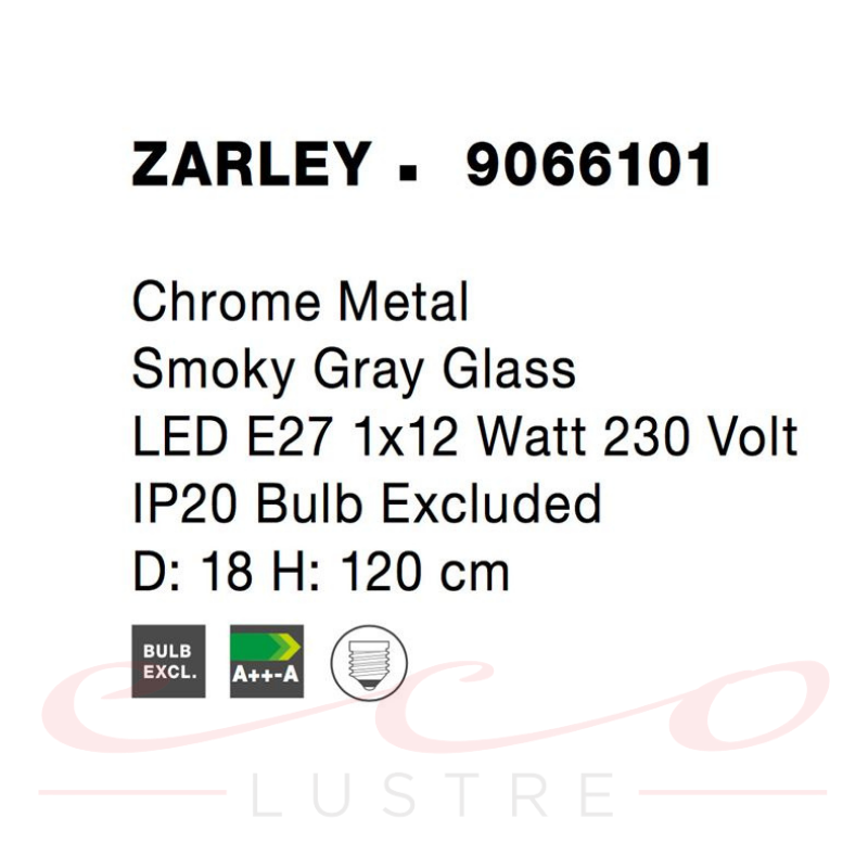 Pendul Vintage ZARLEY Sticla Crom 9066101 Nova Luce