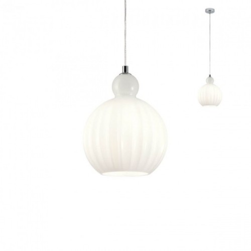 Suspensie Plumen, crom, sticla opal, 1XE14, 20 cm, 01-2065 REDO