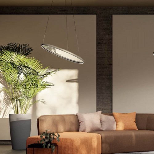 Lustră Redo Vance, bej lucios , telecomanda, LED CCT, 70W, 5800 lumeni, 2700K/4000K/5000K, D.65 cm, 01-3737