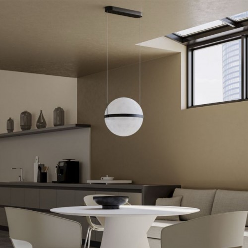 Suspensie Redo Atlas, negru, LED, 34W, 2407 lumeni, alb cald 3000K, D.40 cm, 01-4375