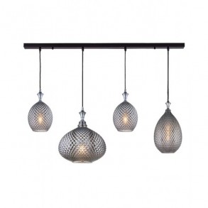 Suspensie din sticla finisaj fumuriu 4XE27 max 40W 610-19240 Zambelis