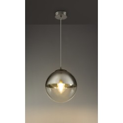 Suspensie Varus cu structura metalica finisaj nichel mat si abajur din sticla crom 15852 Globo