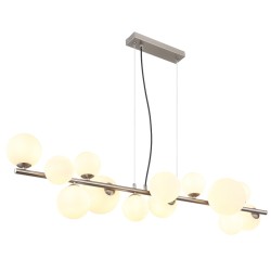 Suspensie din metal RIHA nichel mat, sticlă alb 56140-13H Globo