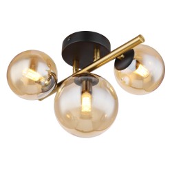 
									Plafoniera metal negru mat, metal alamă 56135-3W Riha Globo