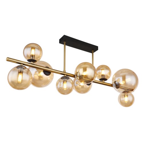Plafoniera metal negru sticla fumurie sticla 56135-9D Riha Globo