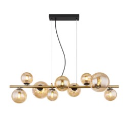 
									Plafoniera metal negru mat, metal alamă mat, sticlă chihlimbar 56135-9H Riha Globo