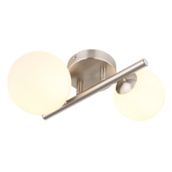 Aplica din metal RIHA nichel mat, sticlă alb 56140-2W Globo