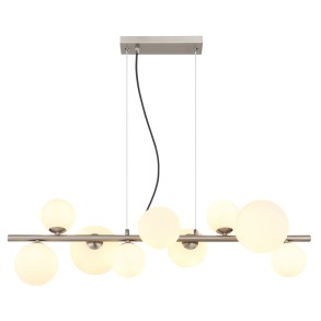 Suspensie din metal RIHA nichel mat, sticlă alb 56140-13H Globo