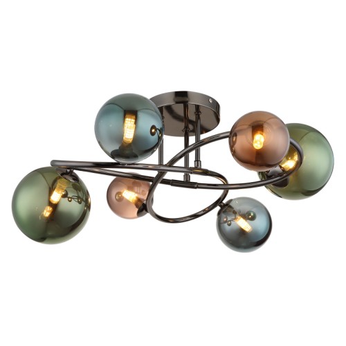 Plafoniera RIHA metal  gri mat sticla bronz, verde, petrol 56142-6D Globo