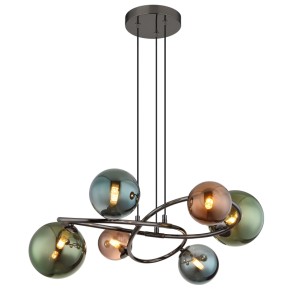 Plafoniera RIHA metal gri mat sticla bronz, verde, petrol 56142-6H Globo