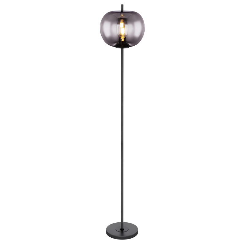 Lampadar metal negru sticlă fumurie 15345S BLACKY Globo