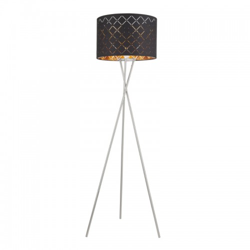 Lampadar nichel mat textil negru auriu metalizat 15229S1 CLARKE
