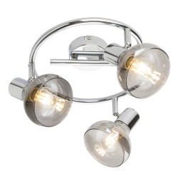 Plafoniera Lothar cu structura metalica crom si abajur din sticla fumurie 54921-3 Globo