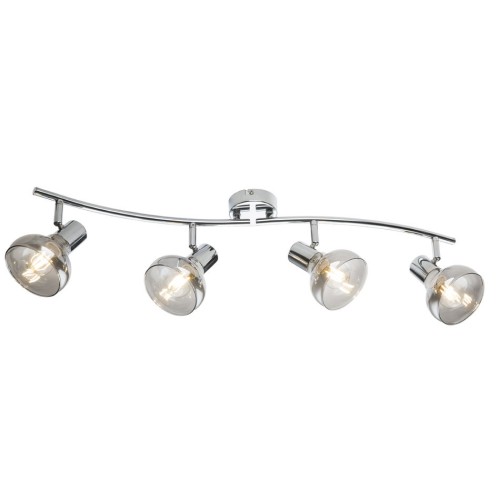 Plafoniera Lothar cu structura metalica crom si abajur din sticla fumurie 54921-4 Globo