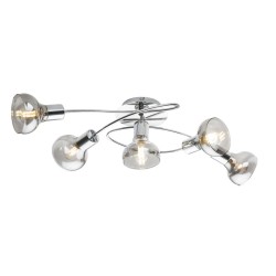 Plafoniera Lothar cu structura metalica crom si abajur din sticla fumurie 54921-5 Globo