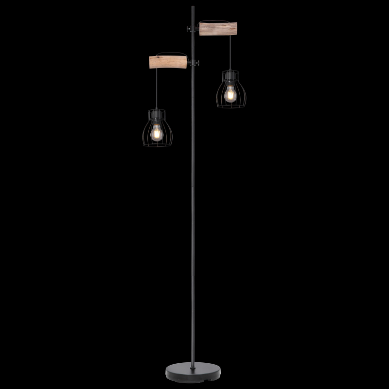Lampadar metal negru lemn natural întrerupător 15326-2SN MINA Globo