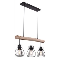 Suspensie metal negru/lemn natur 15326-3N MINA