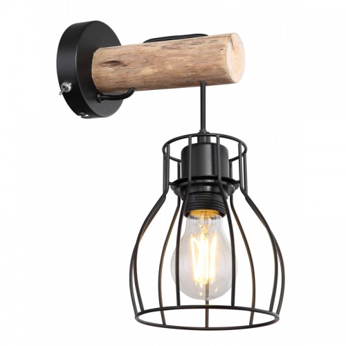 Aplica de perete metal negru lemn natural 15326NW MINA