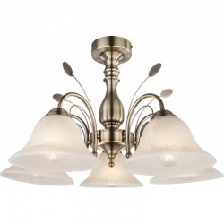 
									Plafoniera alamă antică  sticlă optica alabastru alb 69007-5 POSADAS