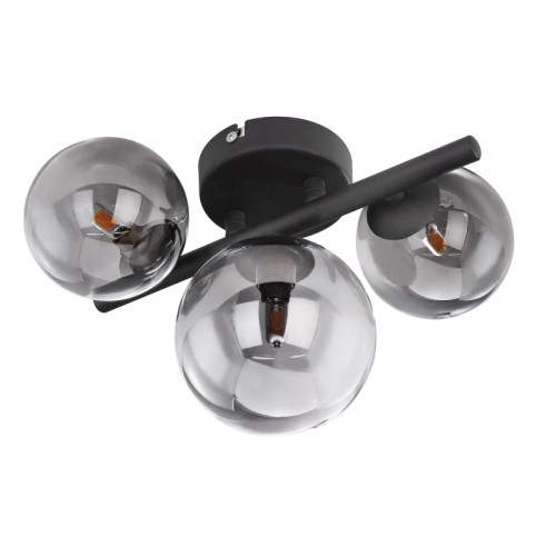 Aplica perete metal negru sticla fumurie 56133-3W RIHA