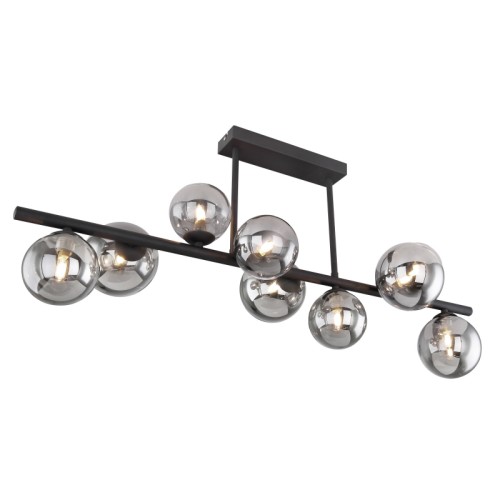 Plafoniera metal negru sticla fumurie sticla 56133-9D Riha Globo