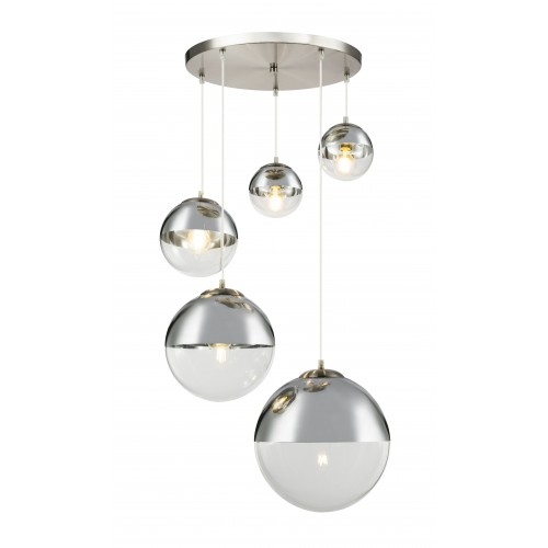 Lustra Varus cu structura metalica si abajururi din sticla crom 15851-5 Globo