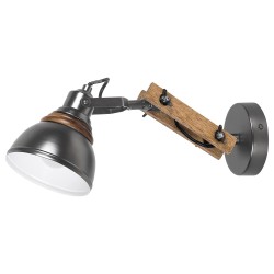 LAMPA DE PERETE DIN LEMN CU ABAJUR DE METAL ANTRACIT AKSEL 2723 RABALUX