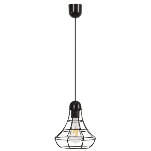 PENDUL STRUCTURA PLASTIC NEGRU CU ABAJUR DE METAL RAMSEY 4649 INDUSTRIAL&NORDIC RABALUX