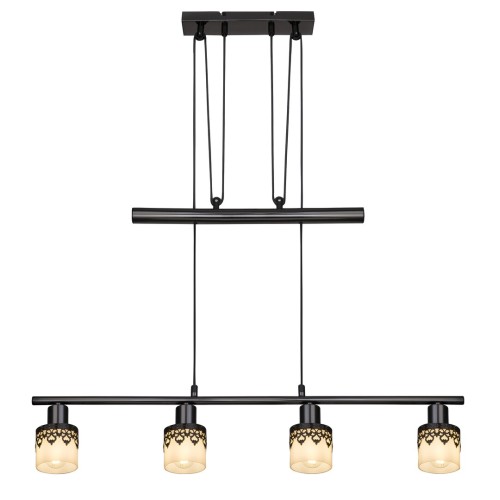 SUSPENSIE CU PATRU ELEMENTE DIN METAL NEGRU LACEY 5345 RABALUX