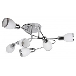 PLAFONIERA CU SASE ELEMENTE METAL CROMAT CU ABAJUR ALB DIN STICLA ELITE 6064 RABALUX