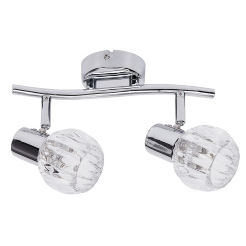 LAMPA SPOT DUBLA STRUCTURA METAL CROMAT SI ABAJUR TRANSPARENT DIN STICLA LAUREN 6092 RABALUX