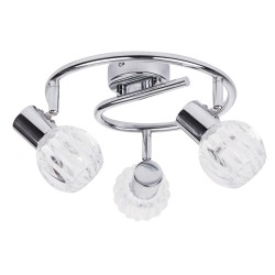 
									LAMPA SPOT CU TREI ELEMENTE STRUCTURA METAL CROMAT SI ABAJUR TRANSPARENT DIN STICLA LAUREN 6093 RABALUX